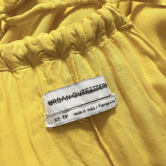 Urban Outfitters Halter Maxi Sun Dress Oversize XS Sleevless Slit Pockets Yellow - Picture 10 of 10